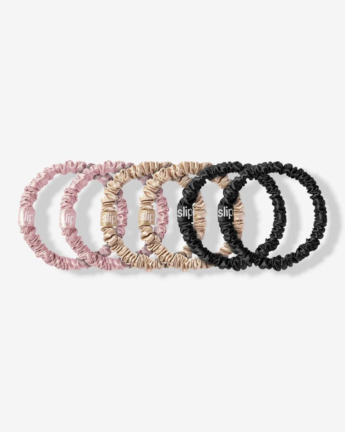 Mga payat na scrunchies - hanay ng 6 sa halo -halong mga klasikong kulay